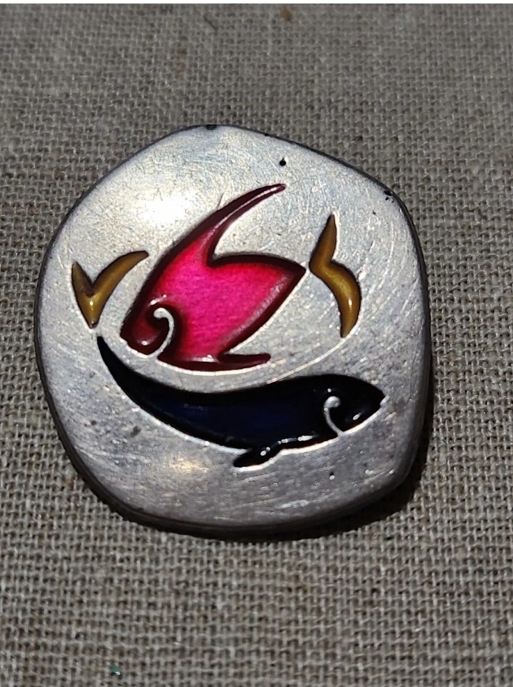 Vtg Sterling Silver 925 Pisces Enamel Brooch