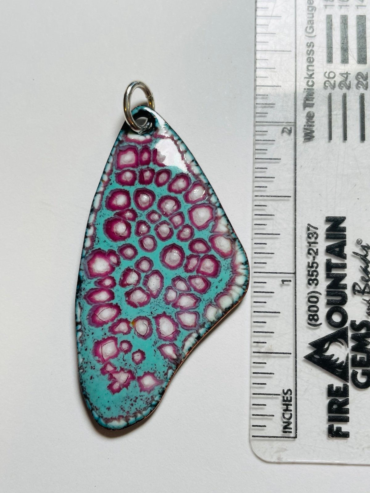 GLASS BUTTERFLY WING PENDANT PINK & MINT HANDMADE JEWELRY glass enameled wing