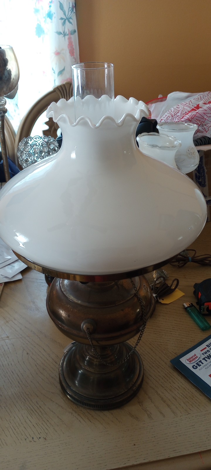 Kerosene lantern brass table lamp brass vintage   Brass needs cleaned up