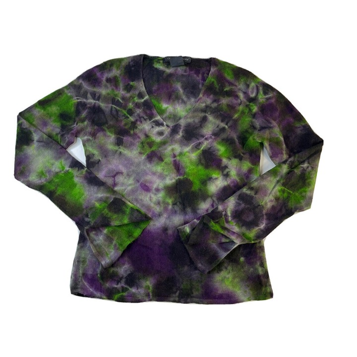 Vintage Womens Medium Cashmere Tie Dye Bell Sleeve Sweater