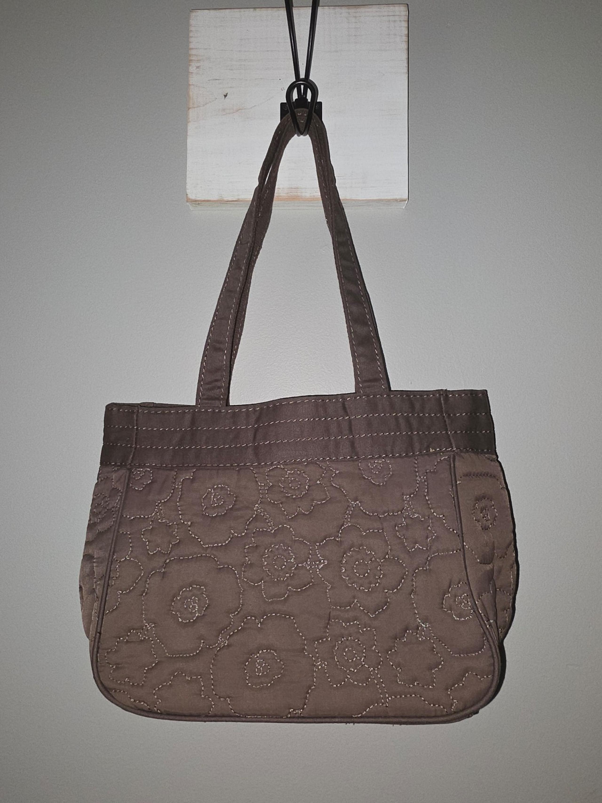 Thirty-One Quilted Poppy Demi Purse Handbag Brown