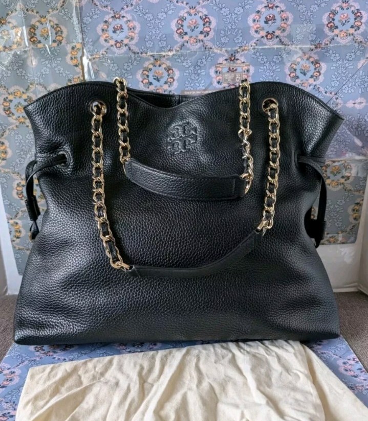 Tory Burch Thea Slouchy Chain Tote Bag Black