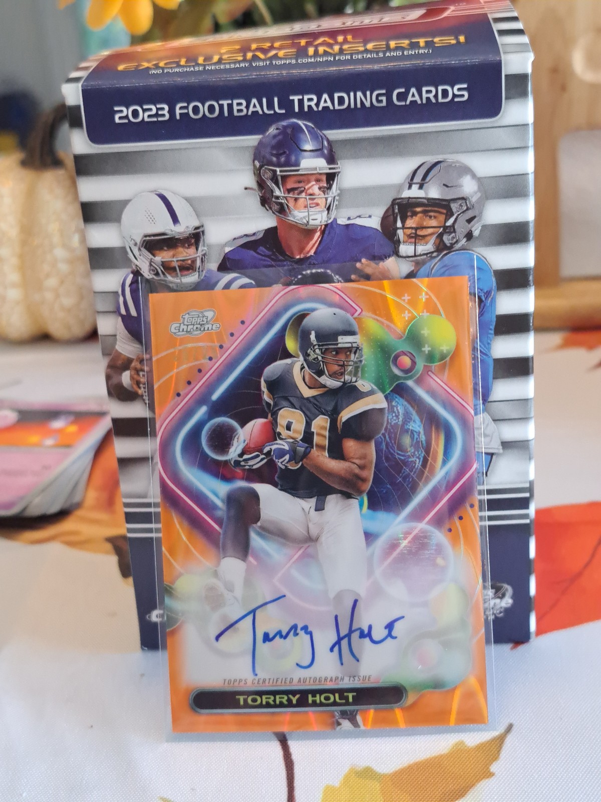 2023 Topps Chrome Composite Torry Holt Cosmic Orange Galactic Refractor Auto /25