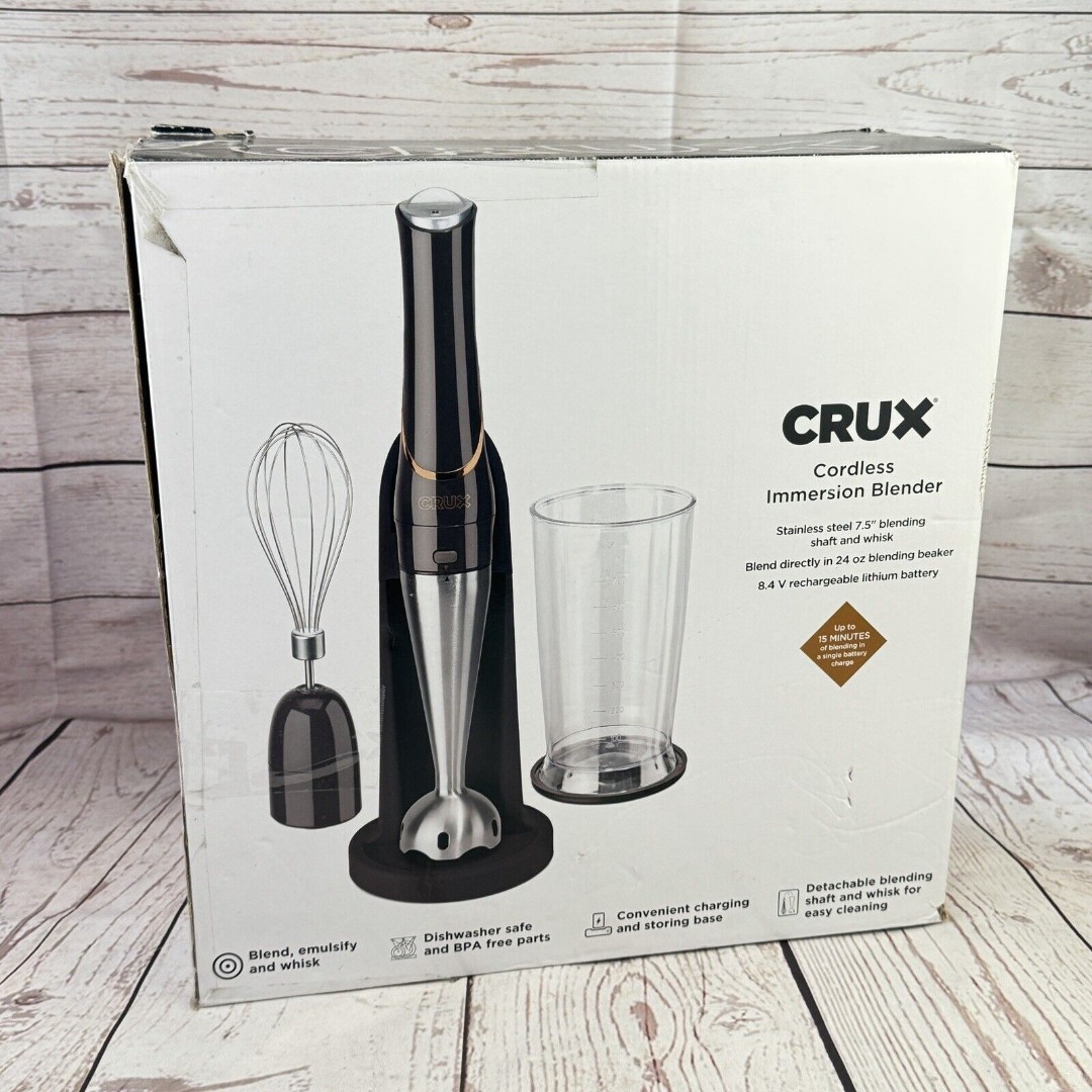Crux 14790 Small Cordless Immersion Blender Rechargeable Hand Held Stick Food