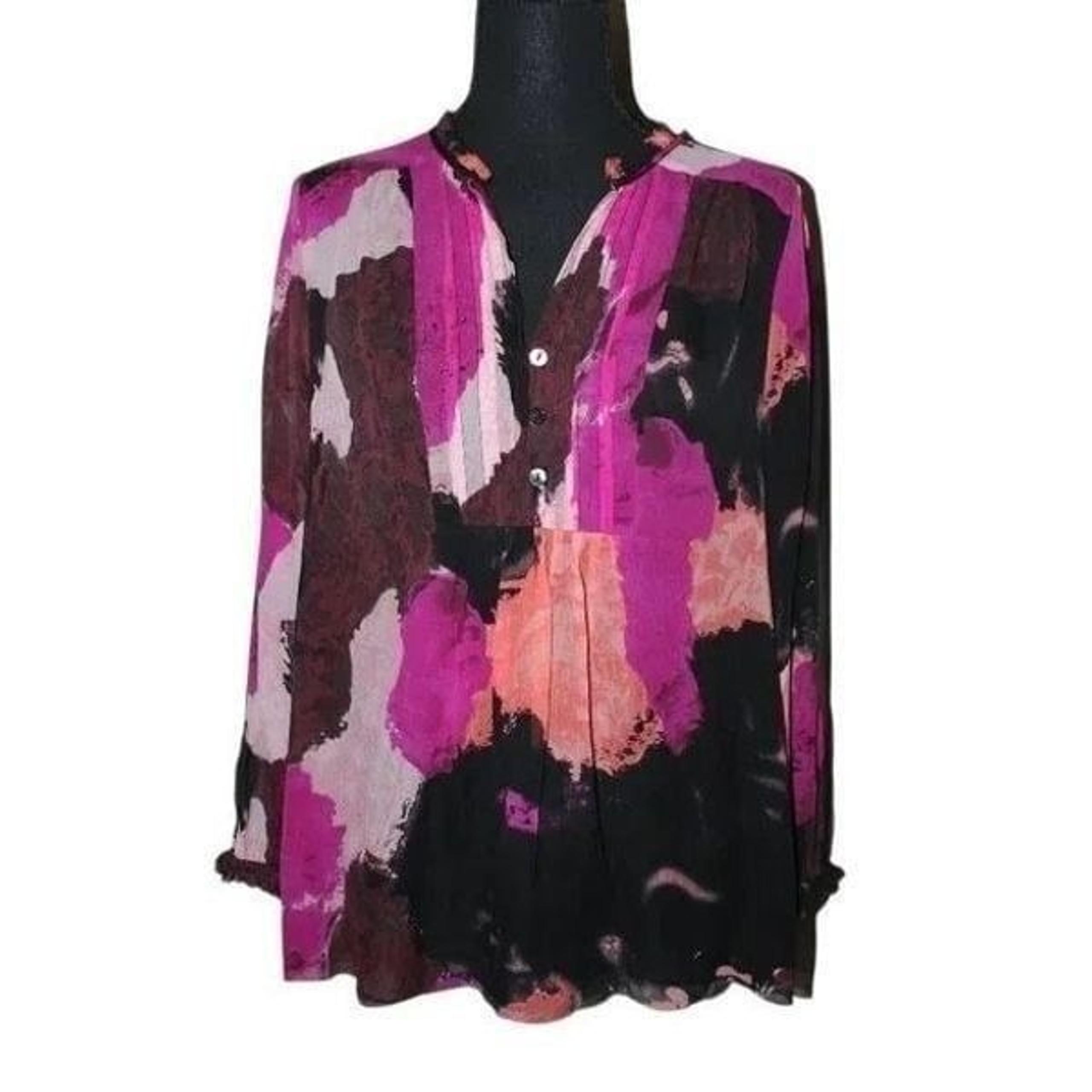 Diane von Furstenberg "Annalise" blouse in dancing explosion print- size 10