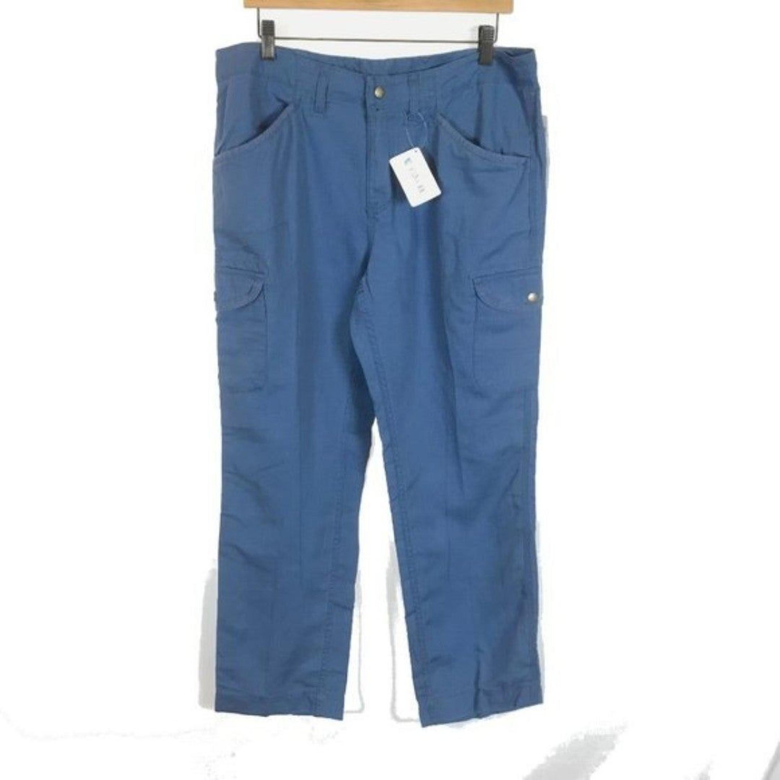 NWT Womens Size 14 14x30 LL Bean Blue Favorite Fit Linen-Blend Cargo Pants