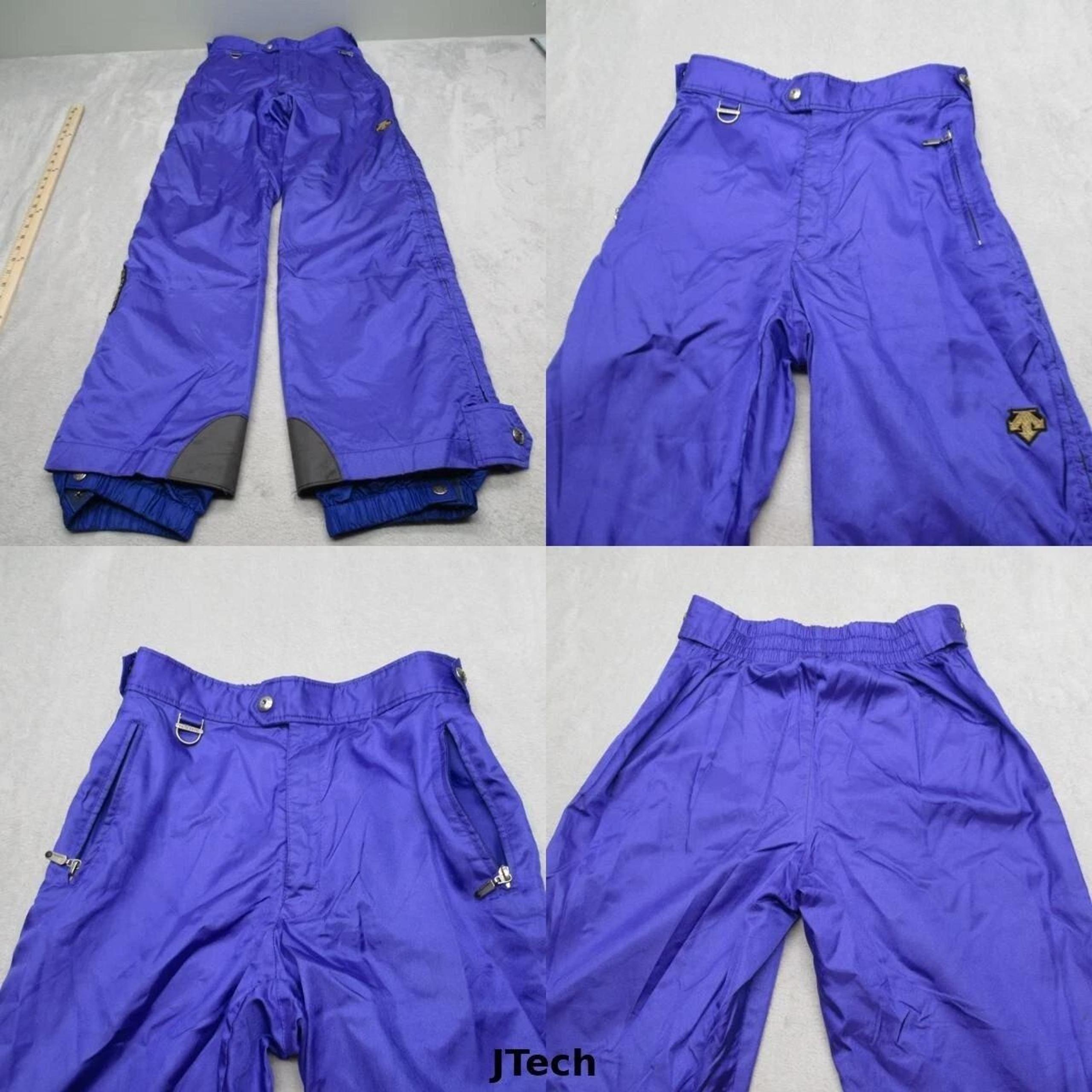 Descente Ski Pants Mens 32x31 Blue Waterproof Insulated Full Side Zip Vintage