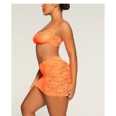 SKIMS Stretch Lace Skirt | Neon Orange