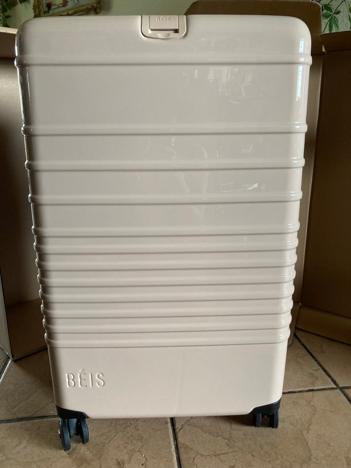 Glossy Beige Beis Luggage
