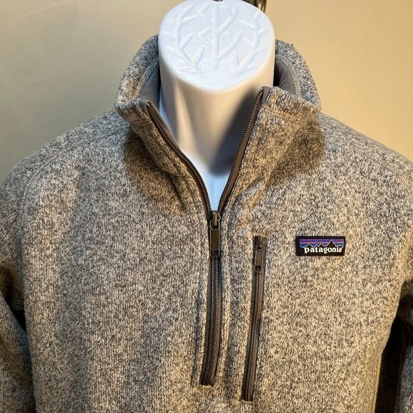 Patagonia Men's gray marled salt n pepper Better Sweater 1/2 zip Jacket Small S