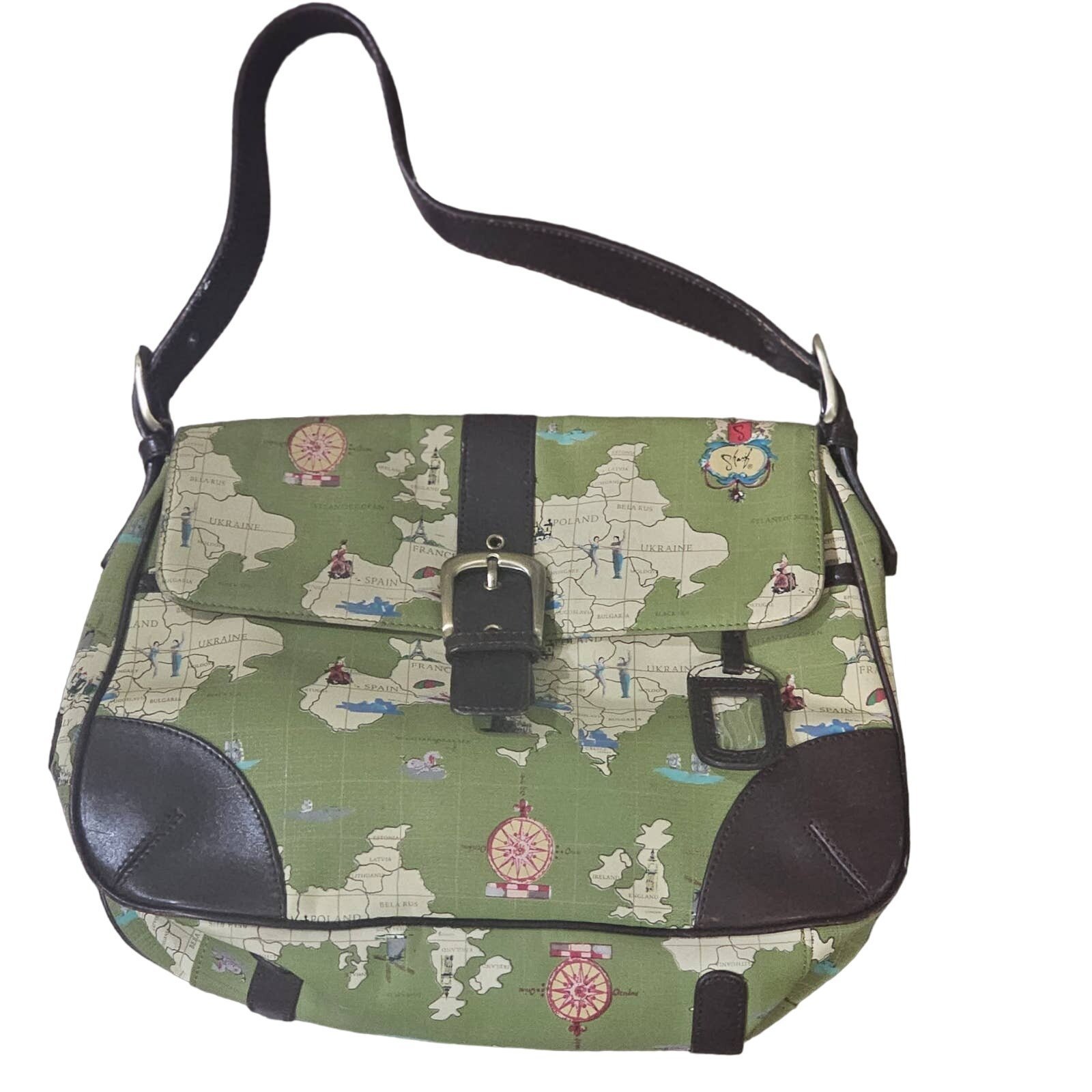 Original by Sharif 1827 Map Design Shoulder Bag Purse