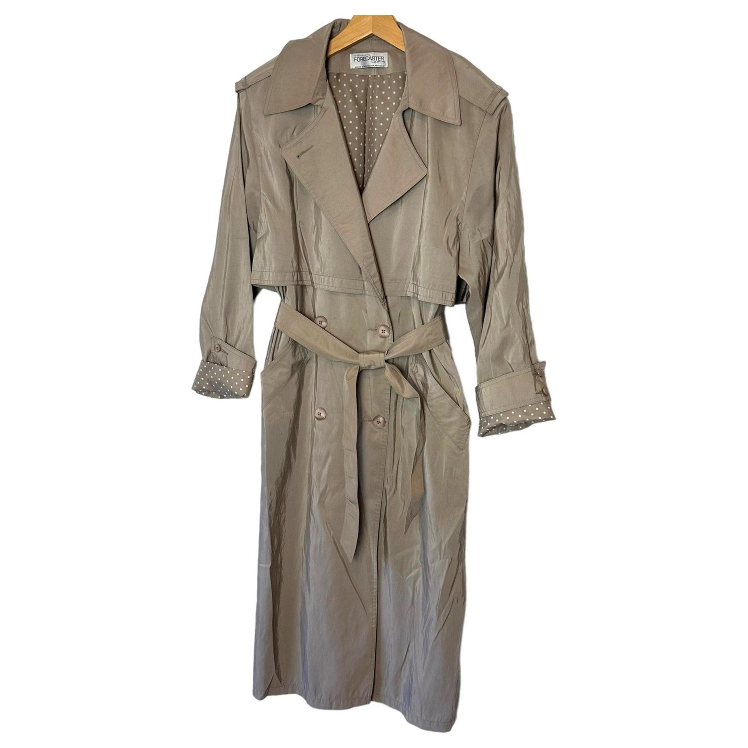 Forecaster of Boston tan lightweight double breasted long trench coat size 10