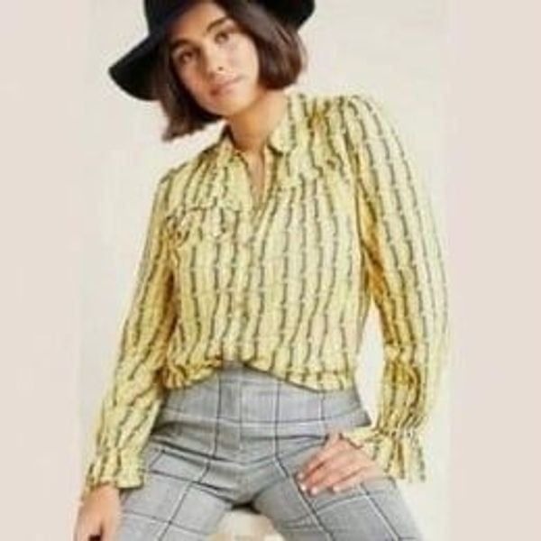 ANTHROPOLOGIE | MAEVE Fredericka Dachshund Novelty Button Top Women’s Size 0