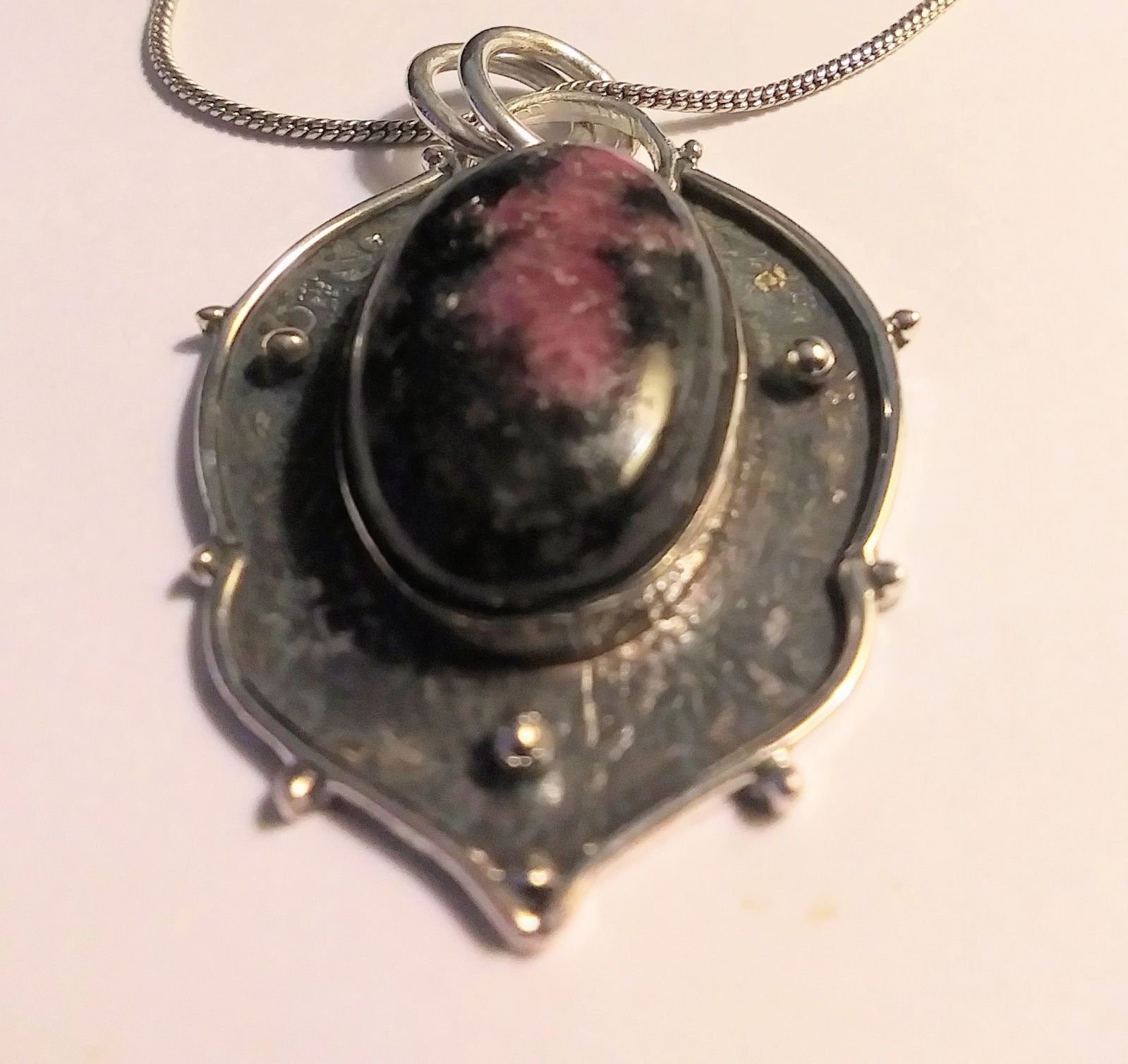 Unique 925 Sterling Rhodolite Necklace