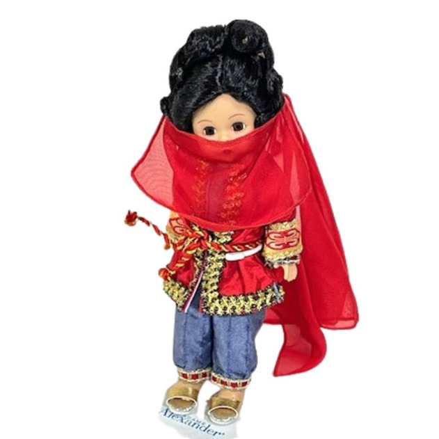 Rare Madame Alexander restrung 8" Armenia doll with stand.