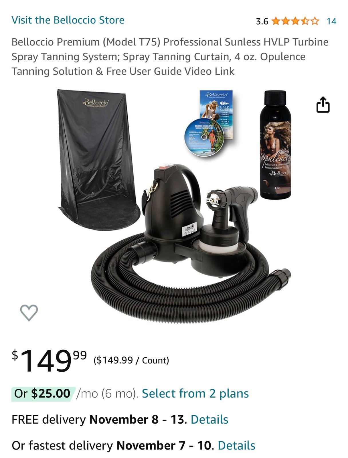Belliccio spray tan machine