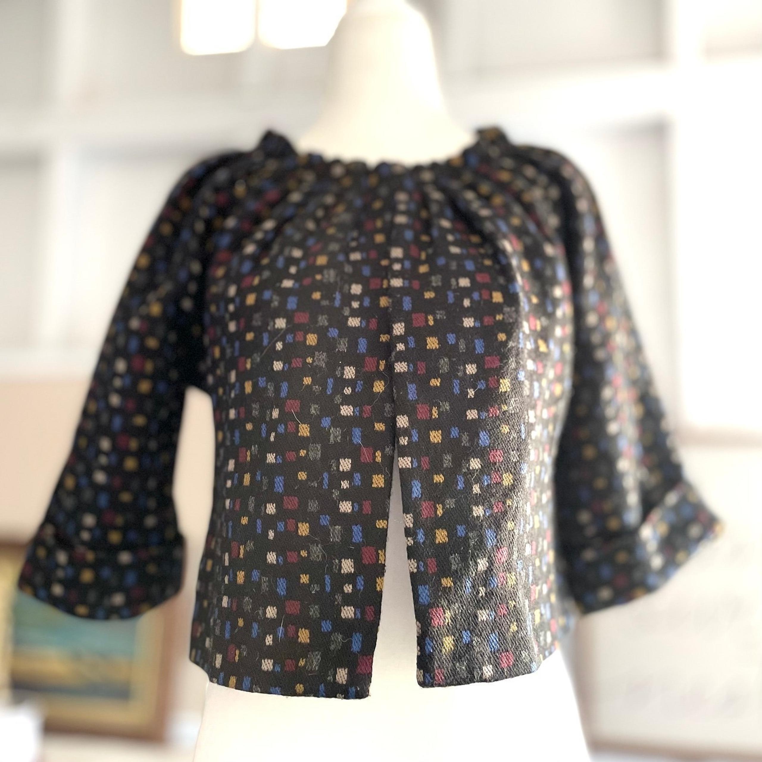 Anthropologie MÄDCHEN wool blend crop swing jacket cuffed 3/4 sleeves