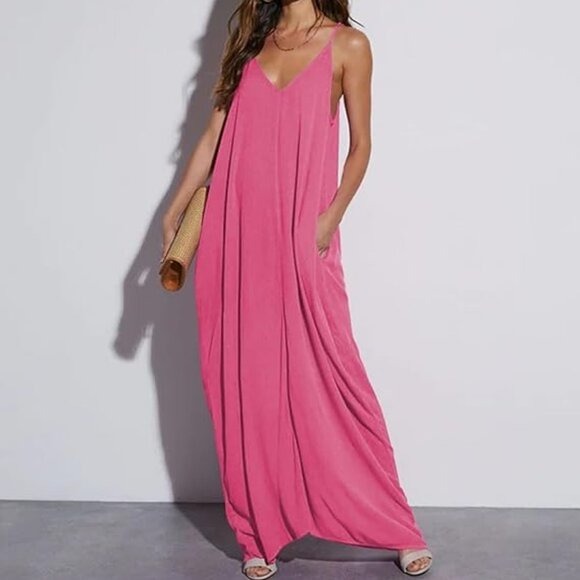 Lovestitch Women Gauze Maxi Dress Bright Pink Size 1X/2X