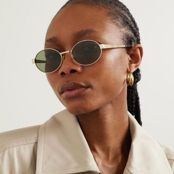 New Saint Laurent SL692 003 Sunglasses -Gold Frame, Green Lenses