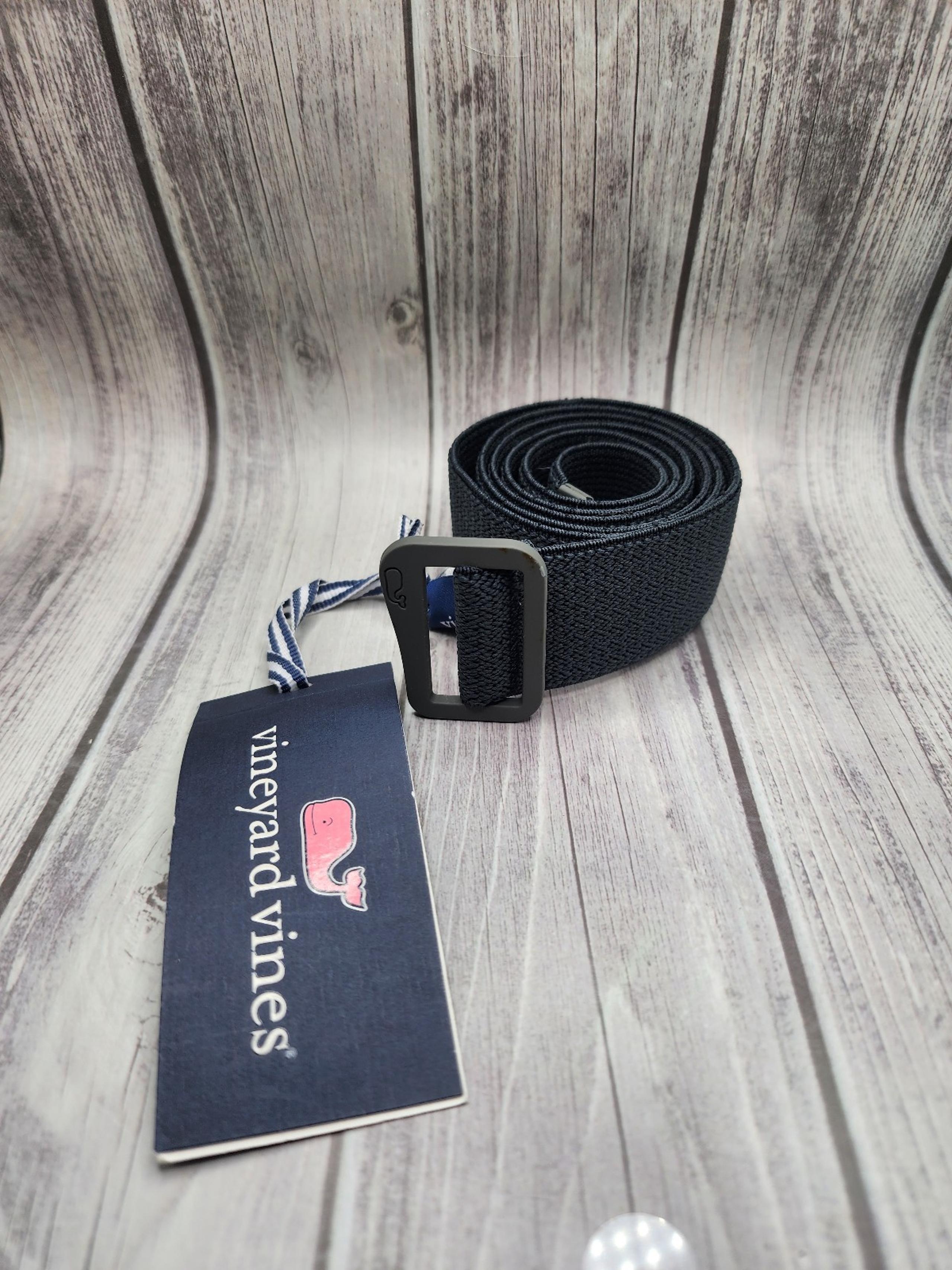 Men's D-ring Belt Canvas Patterned Stretch nocturne grey size med - vineyard vines
