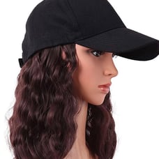 Human hair blend dark brown baseball cap wig