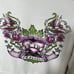 One Life To Live Embroidered Studded Bling 2 pc Track Suit Set White Purple SZ S