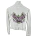 One Life To Live Embroidered Studded Bling 2 pc Track Suit Set White Purple SZ S