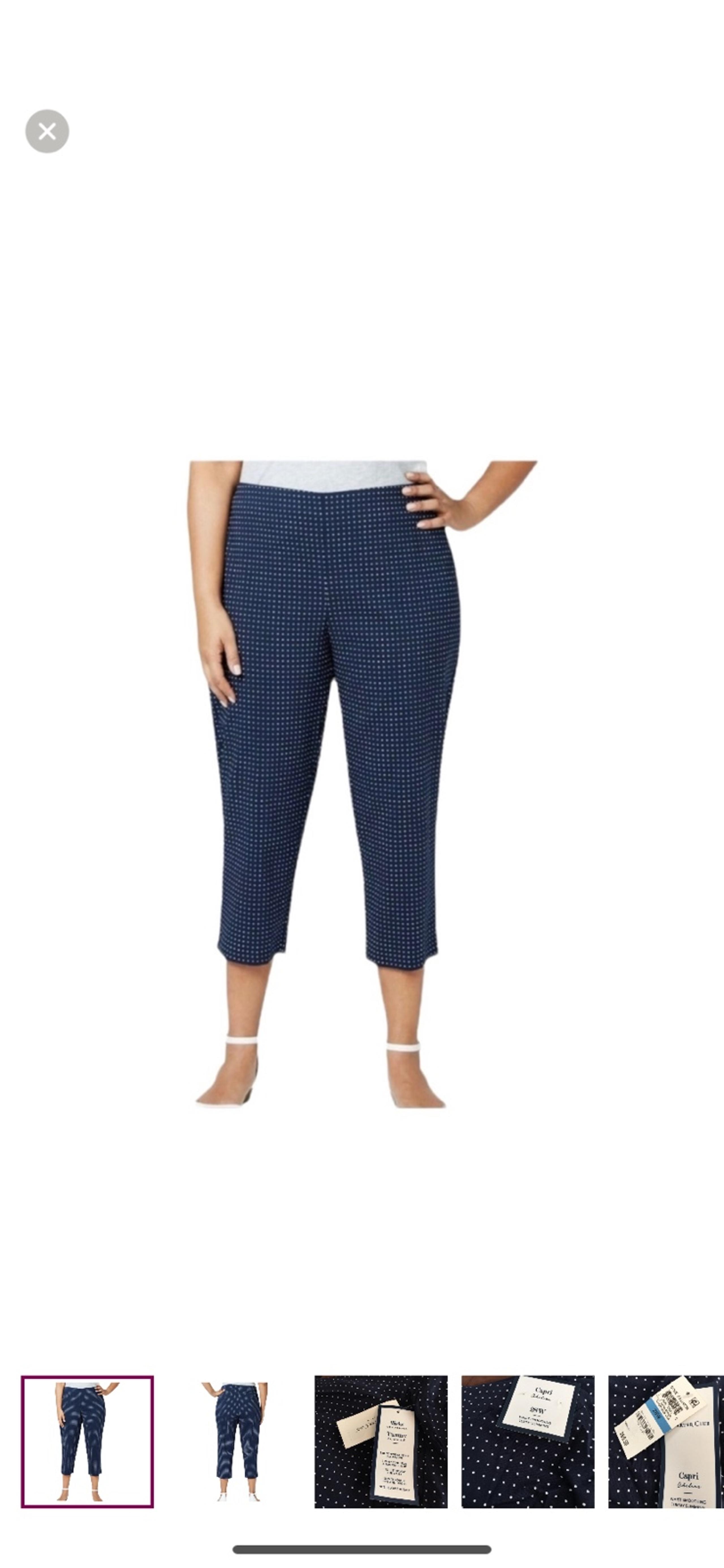NEW Charter Club Navy Plus Size Capris Pants Chelsea Tummy Control Stretch 28W