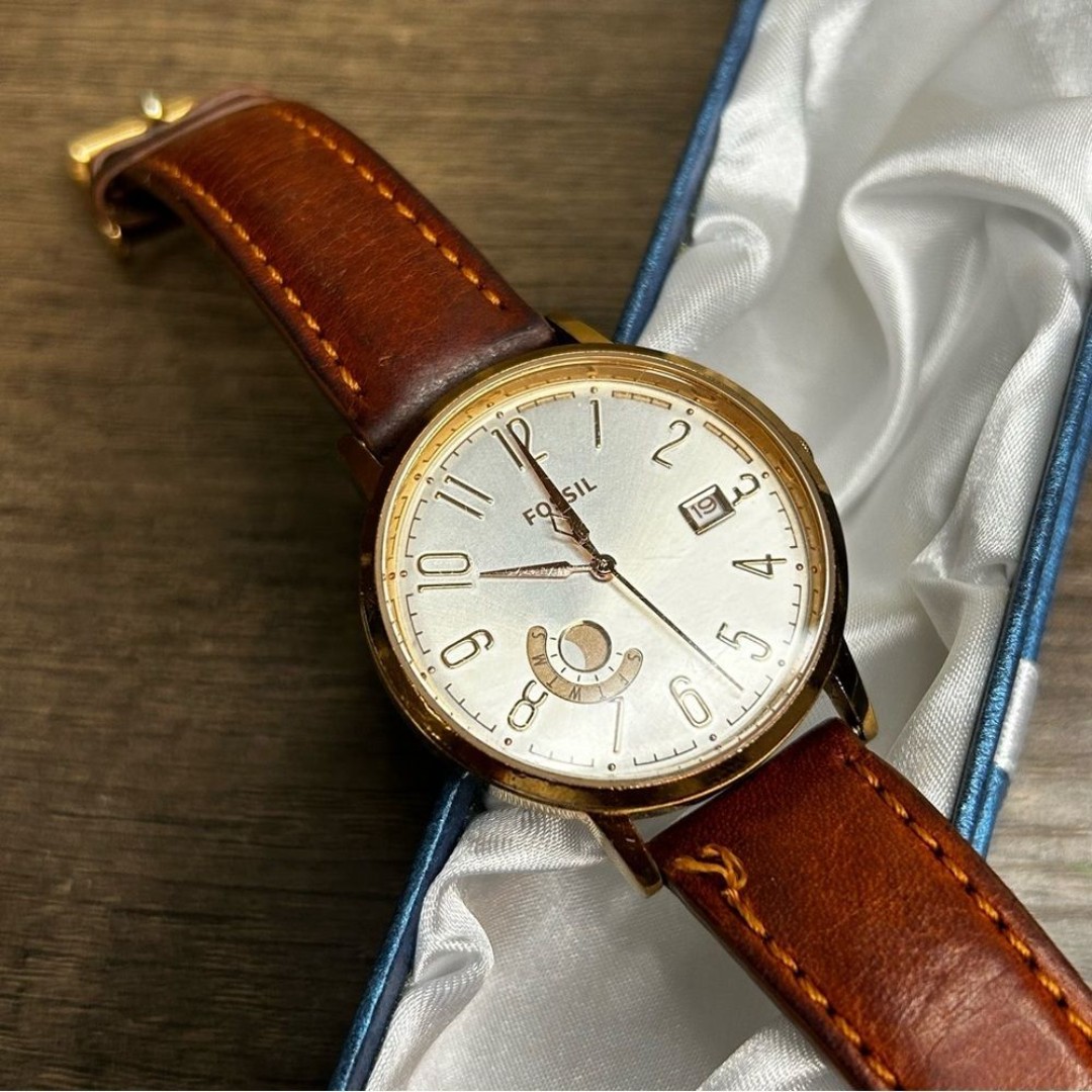 Fossil Vintage Muse ES3751 Silver Crystal Rose Gold PVD Date and Day Features