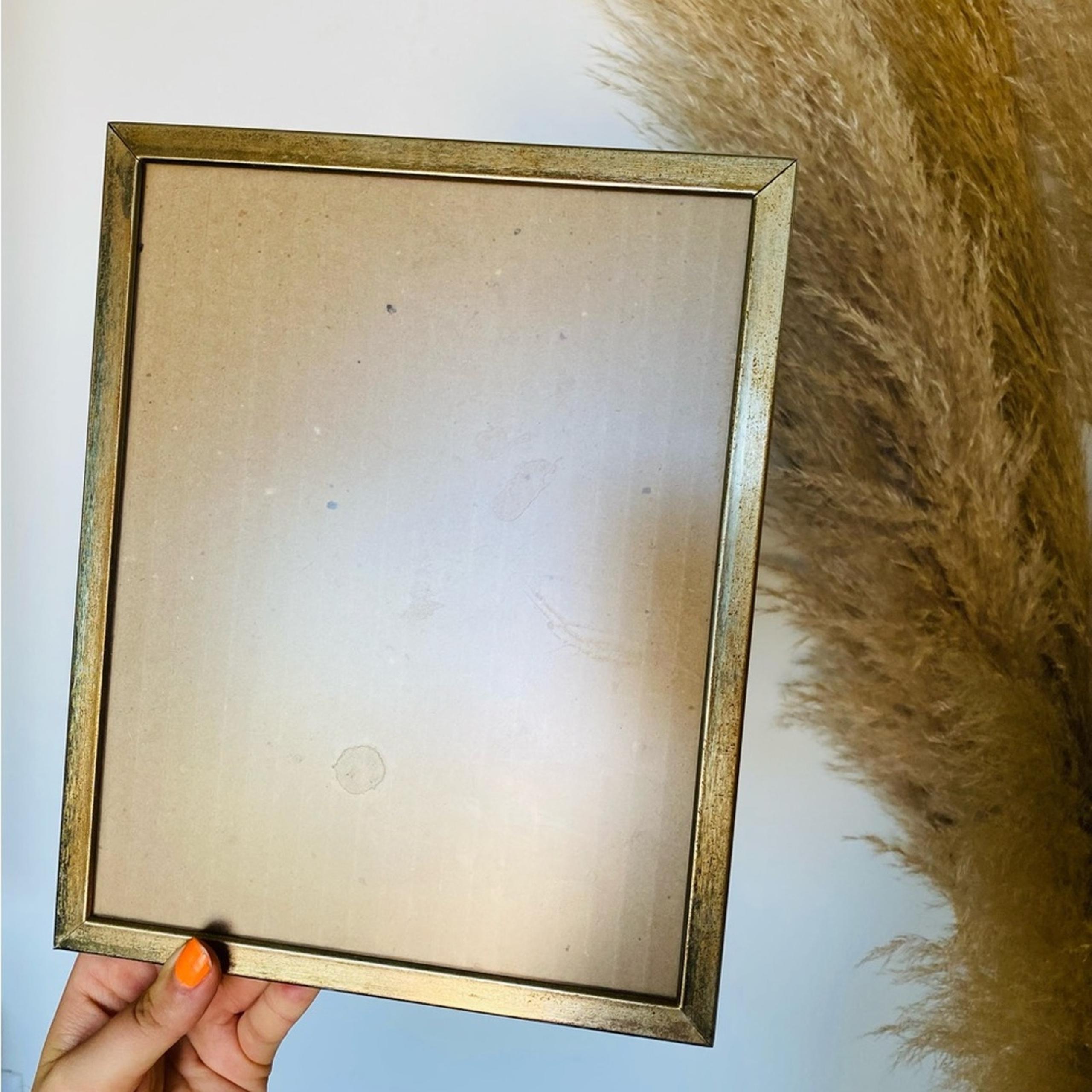 VINTAGE Antiqued Yellow Gold Basic Modern Metal Photo Picture Frame Y2K 90s