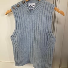 Ganni baby blue wool vest xs
