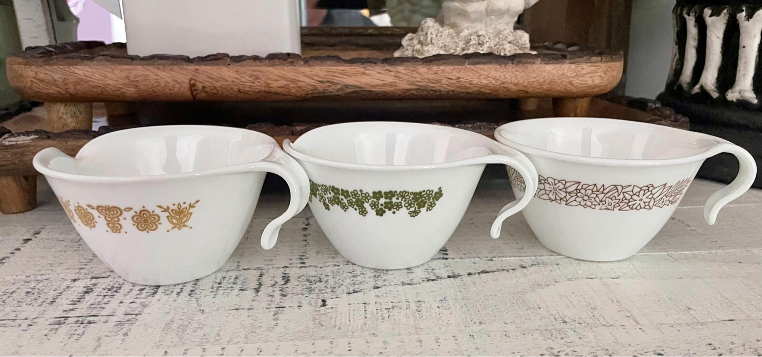 Vintage Corelle by Corning coffee tea cup and 2 creamers