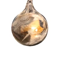 Collected Hen Feathers In Hand Spun Borosilicate Glass Ornament New Signed