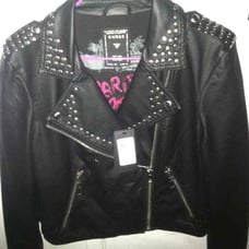 Studded Faux Leather Jacket by Guess