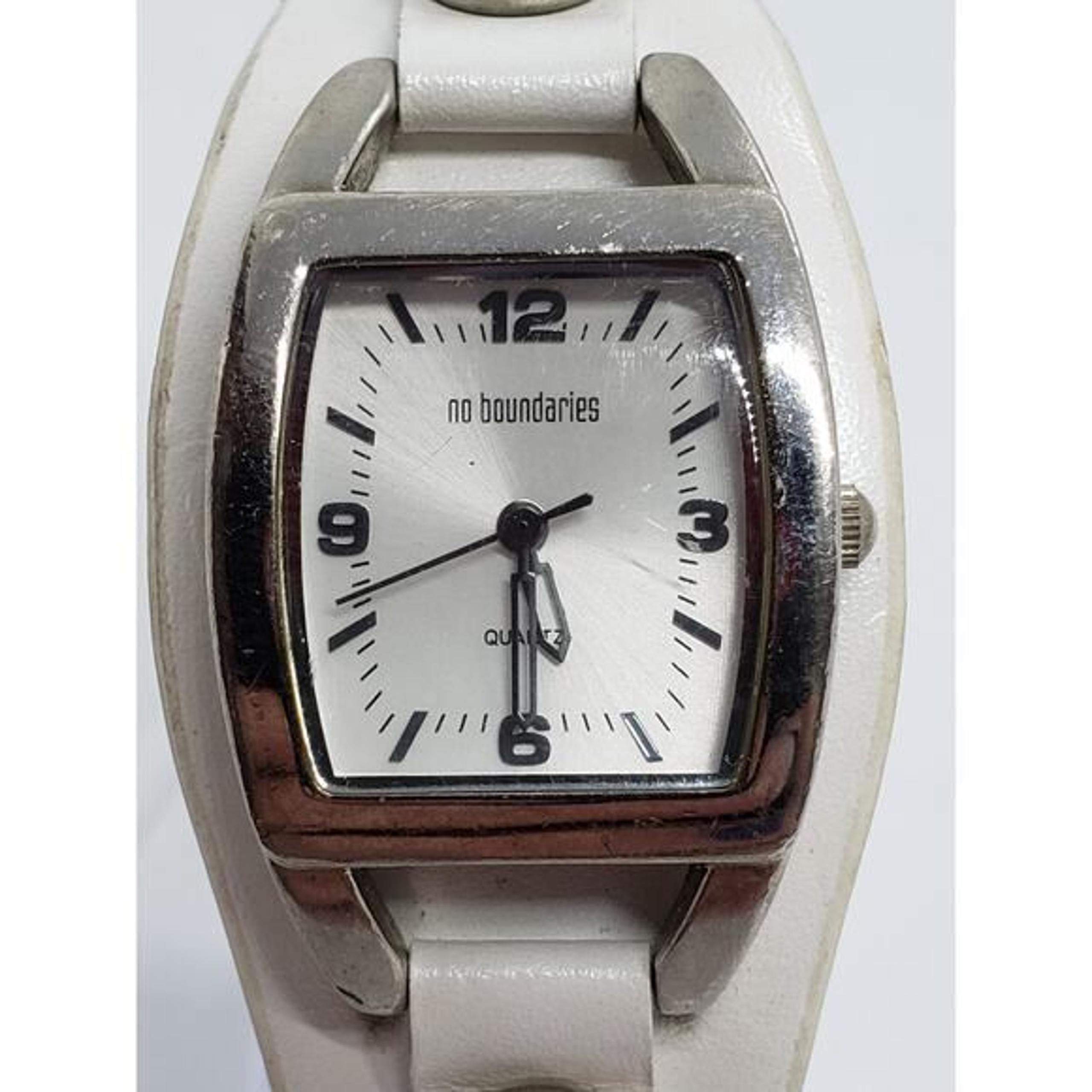 No Boundaries women's watch. Square silver face. Adjustable band. Working watch