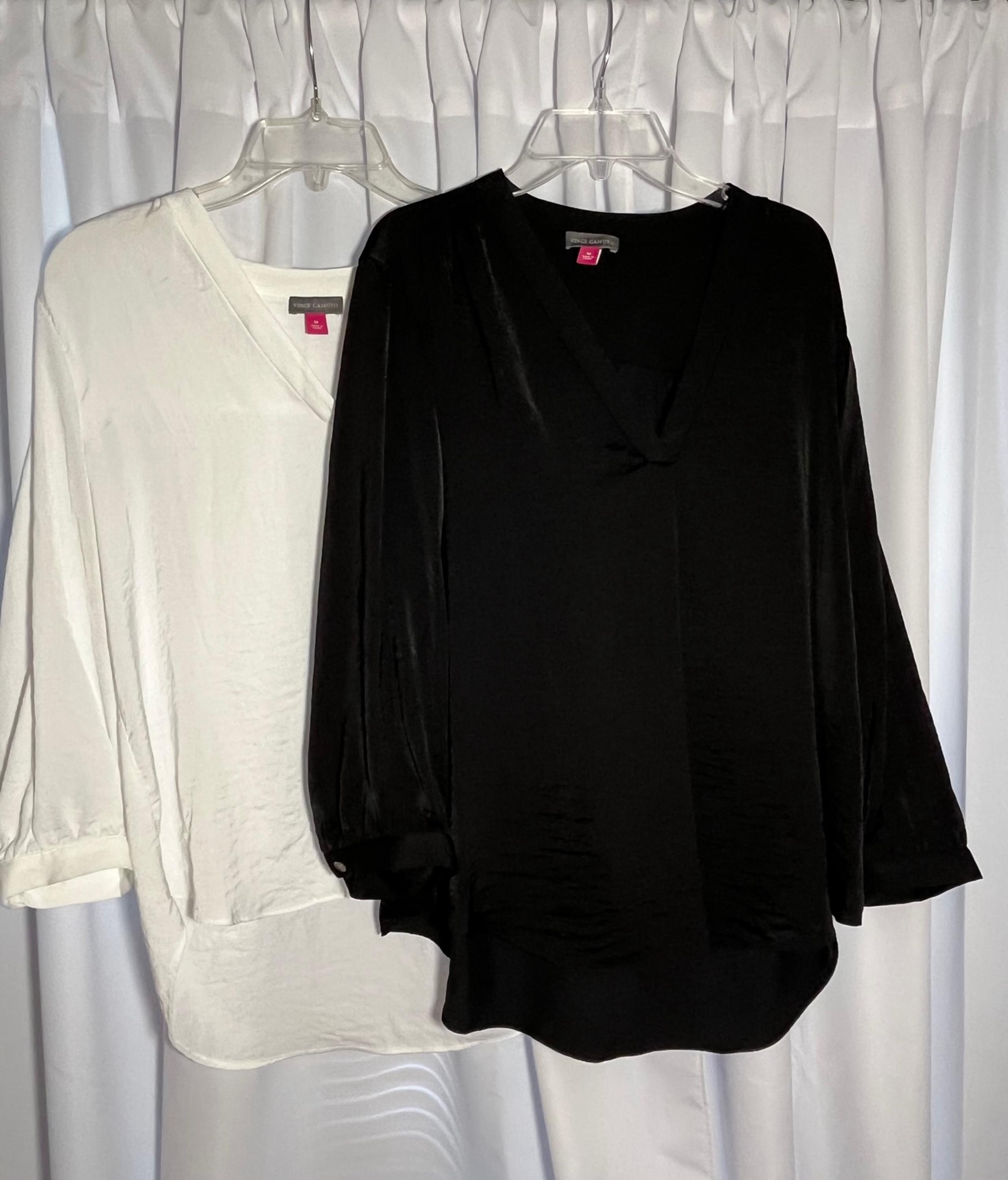 VINCE CAMUTO Blouse Bundle of 2 Black & White Sz M