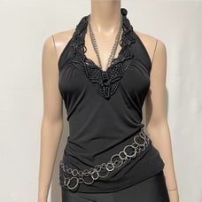 Vintage Y2K halter crochet tank top