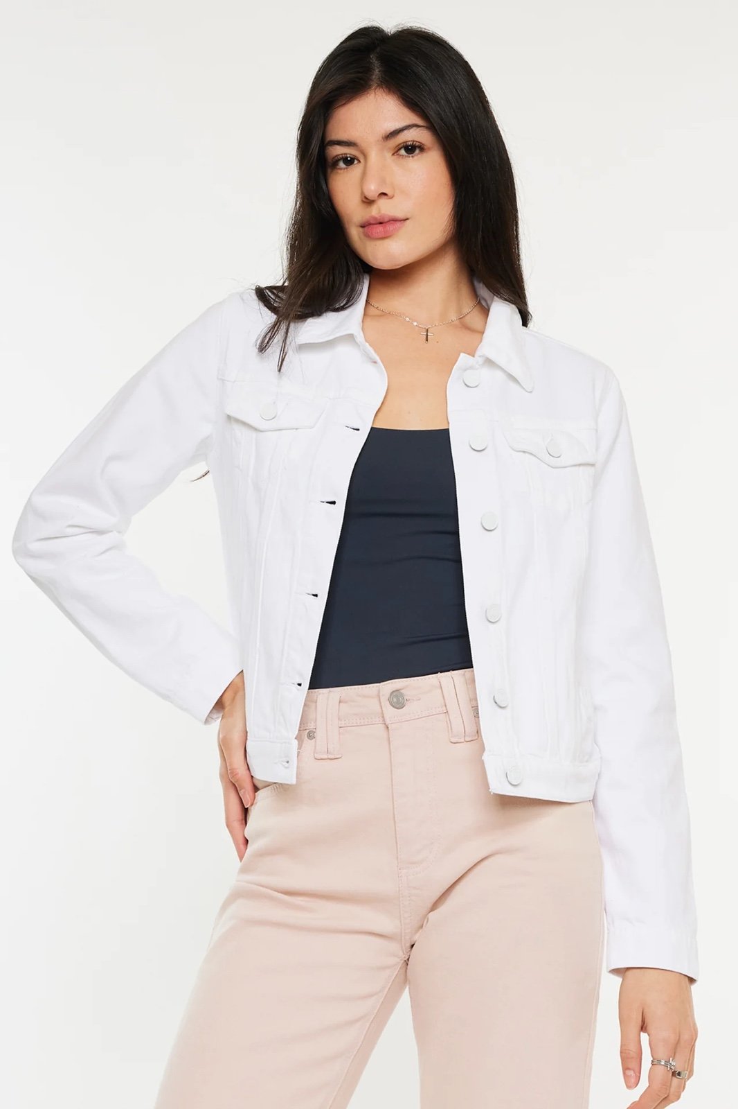 KanCan Delora Classic White Denim Jacket Women’s XL KC5007WT Fall Coat Shacket