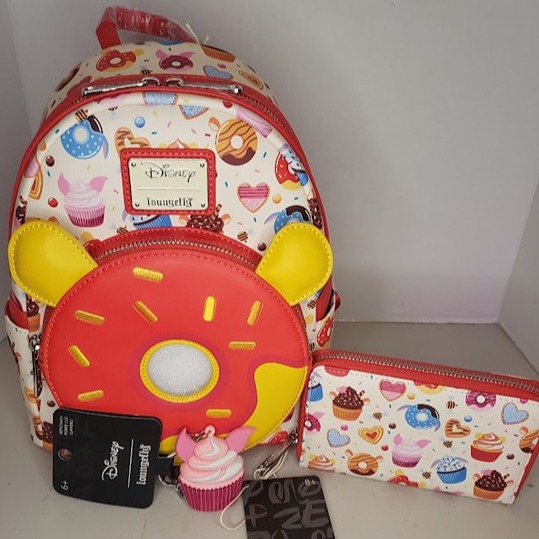 NWT Loungefly Disney Winnie the Pooh Sweets Poohnut BP, Wallet, and Keychain