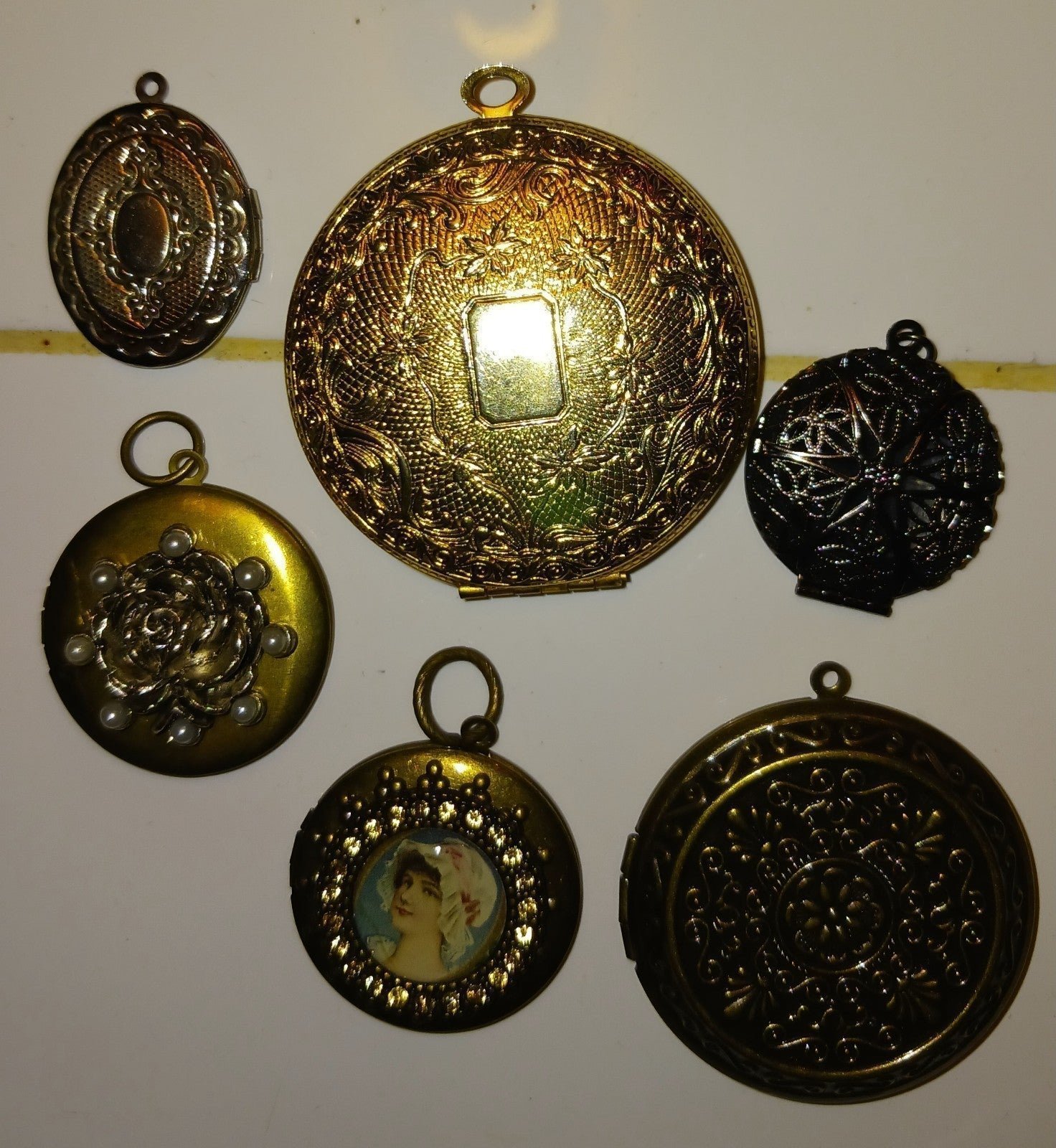 Lot of 6 Vintage Lockets Steampunk, Victorian, Cottagecore, Gothic
