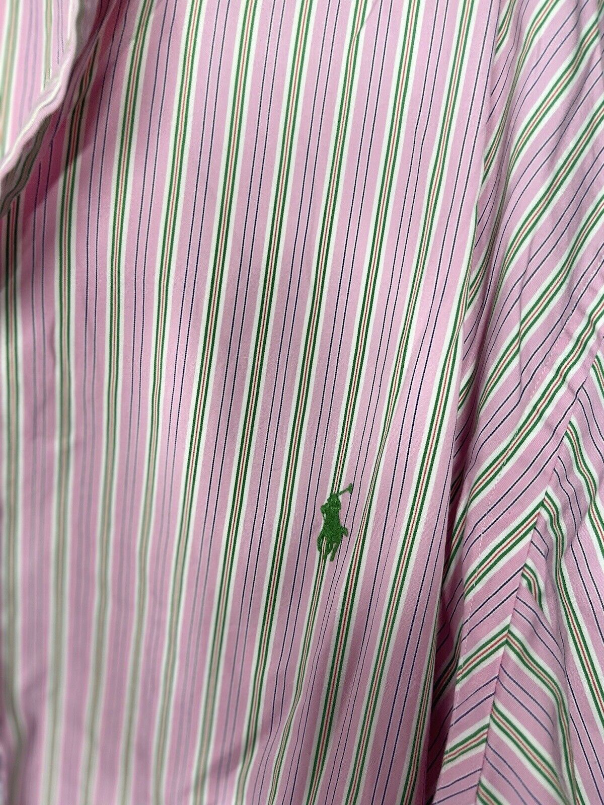 Polo Ralph Lauren Shirt Men's 4 XB Long Sleeve Pink Stripes Classic Fit