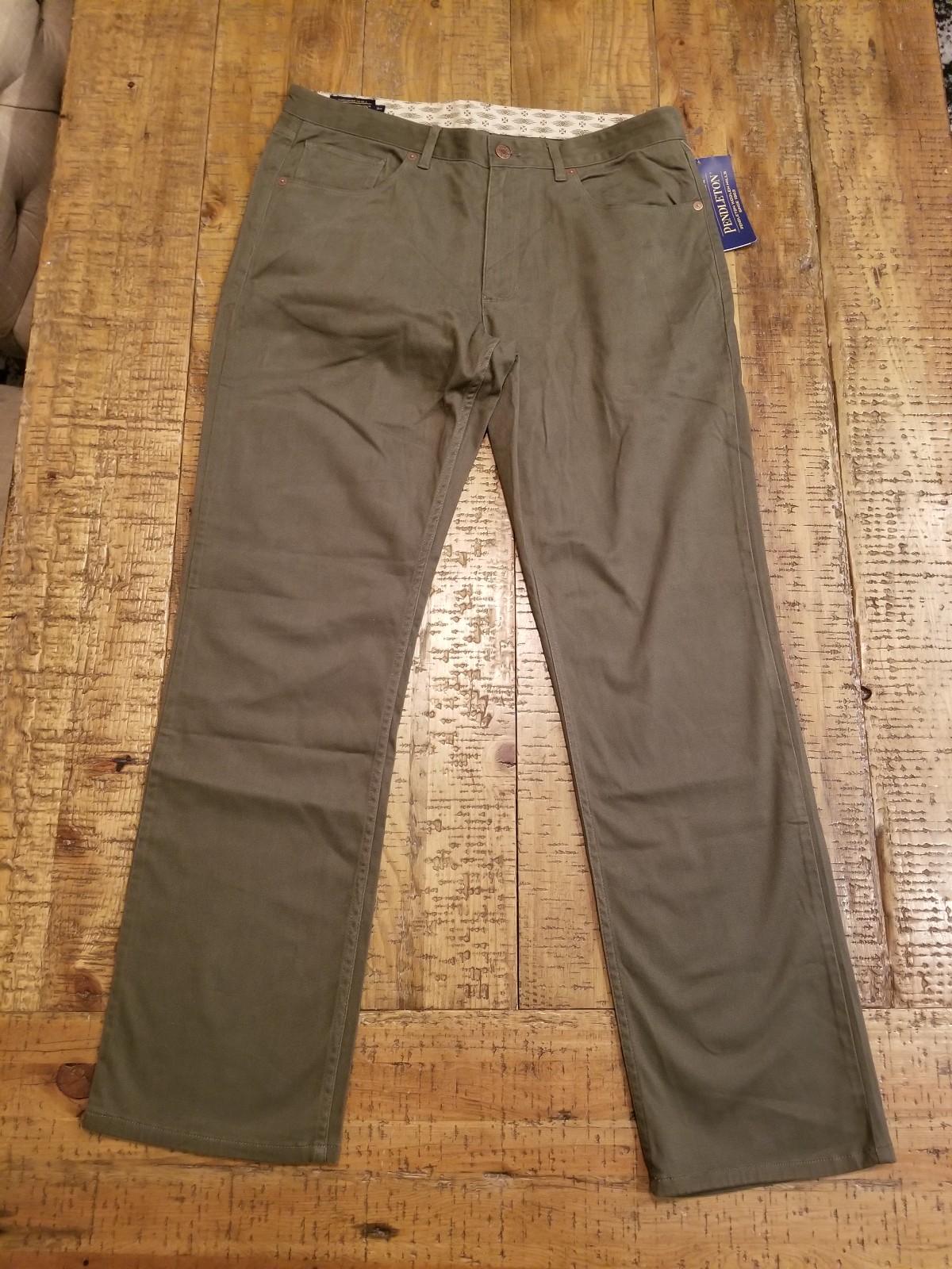 Pendleton Cotton Olive Pants Mens 34×32