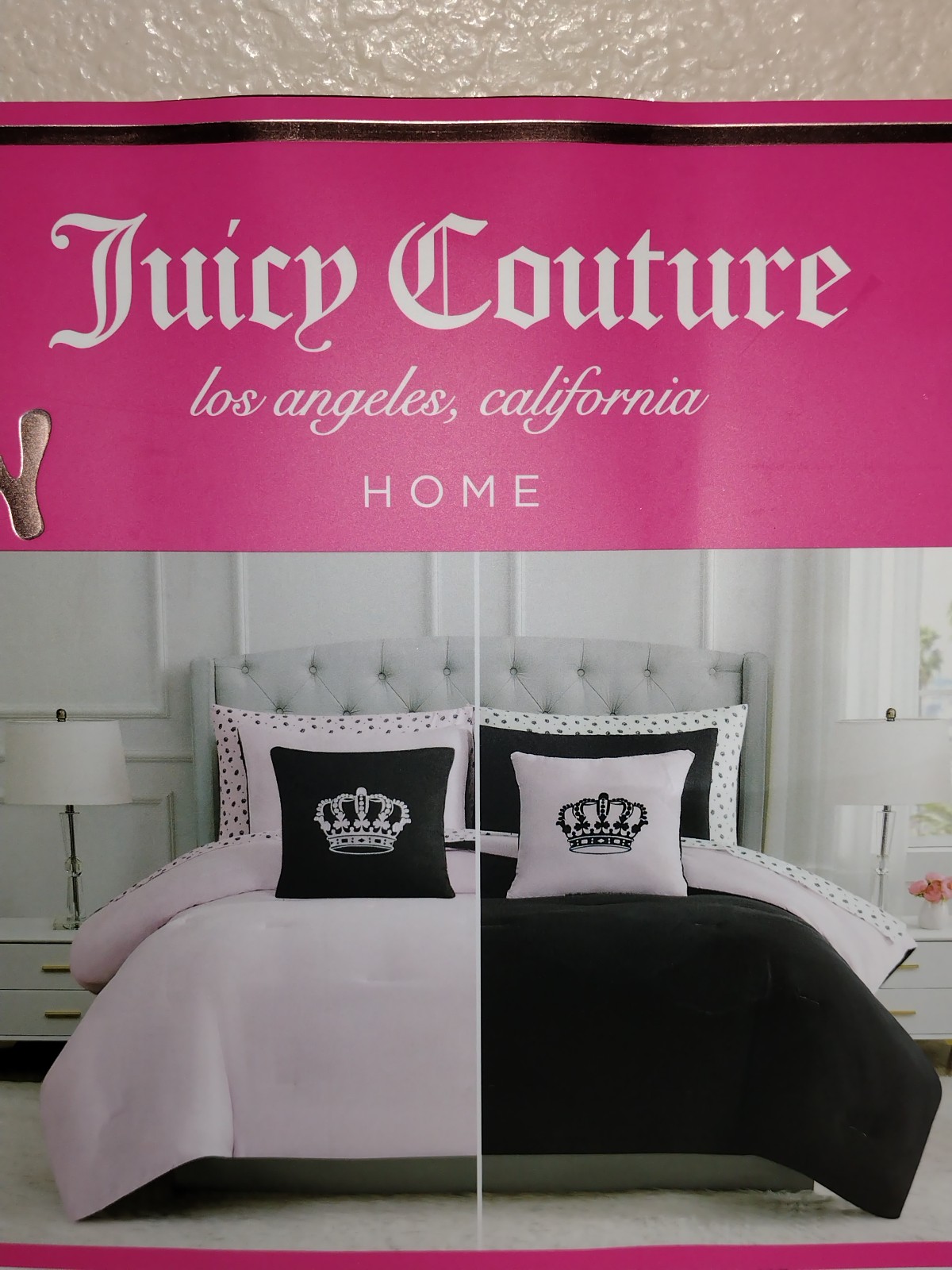 JUICY COUTURE 8 PIECE REVERSIBLE BED SET PINK BLACK JUICY COUTURE X8 BED SET NEW