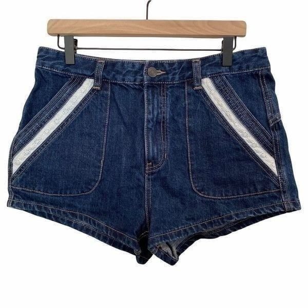 Free People Sweet Surrender High Waisted Denim and Lace Shorts