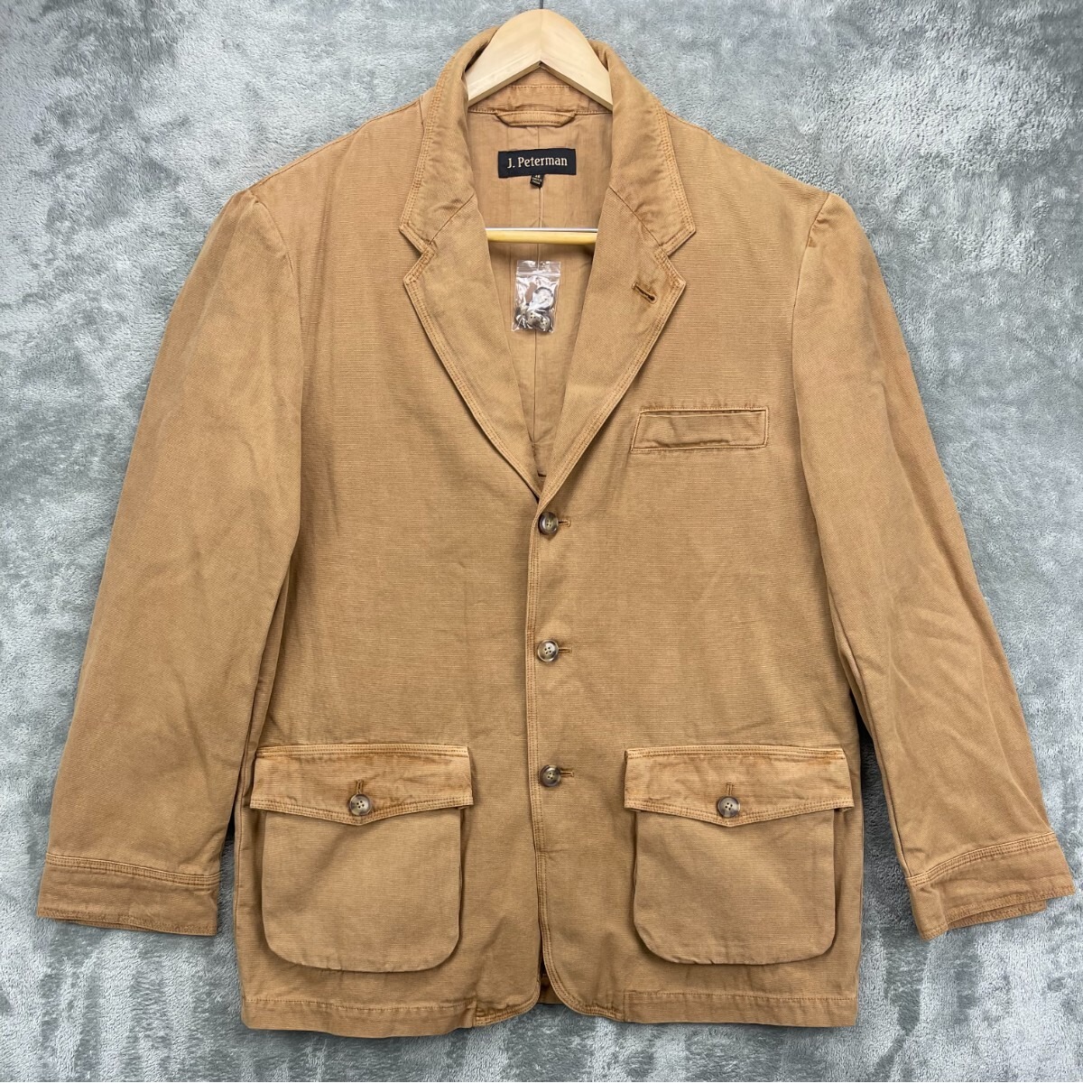 J Peterman Mens Blazer Sport Coat Jacket 46 Tan Cotton Summer