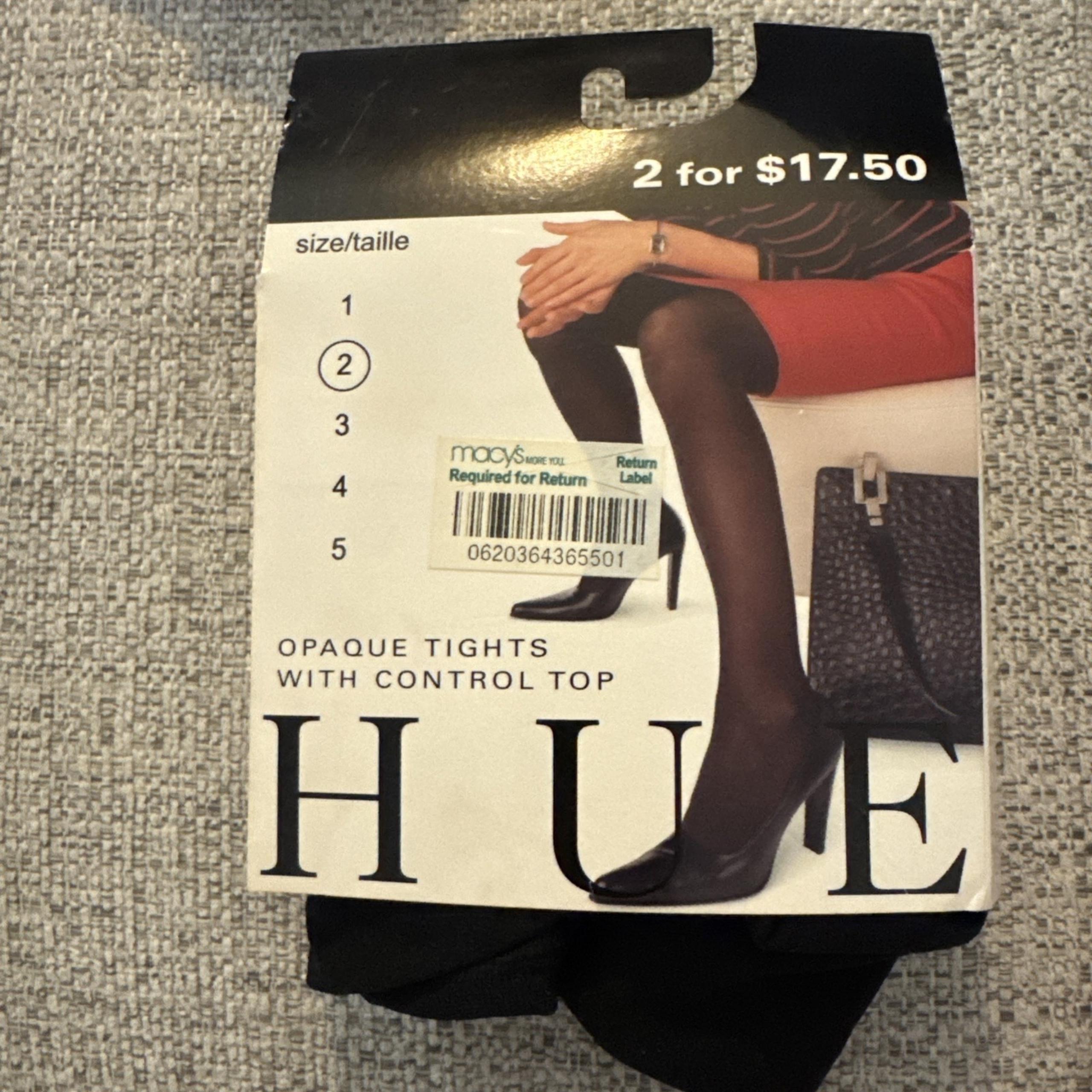 HUE Women's Control Top Blackout Tights  1 Pair Pack Black Size 2 NEW