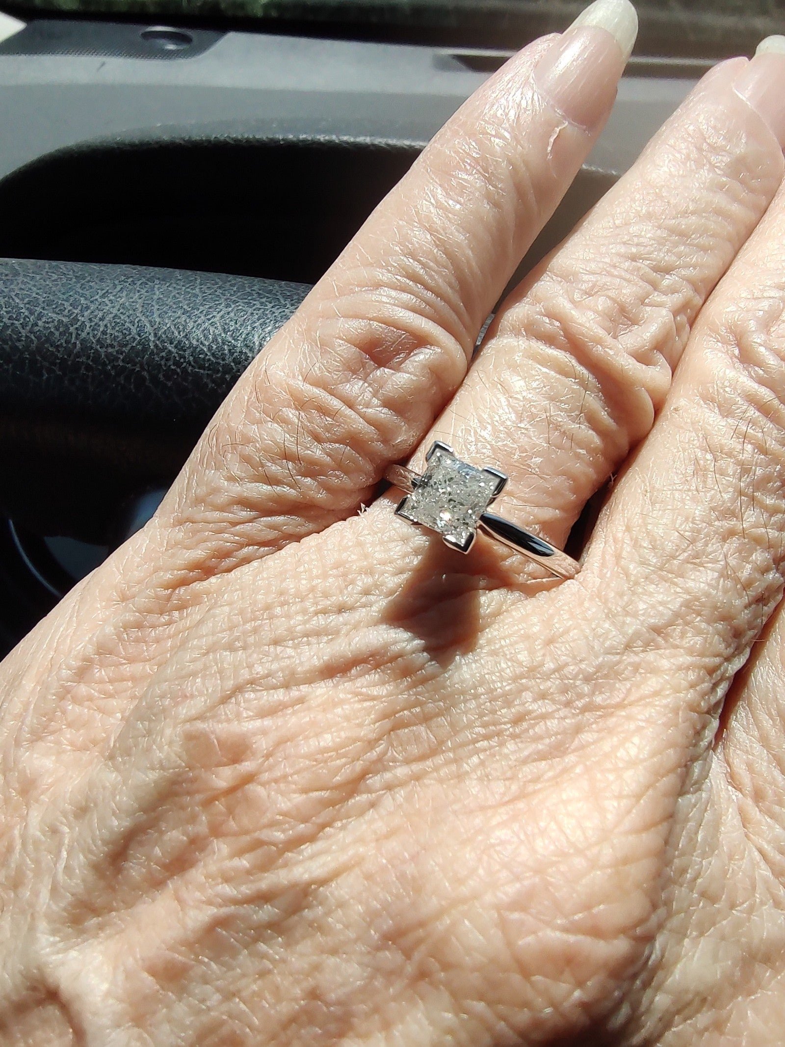 14k .90cttw Princess Cut Diamond Engagement Ring