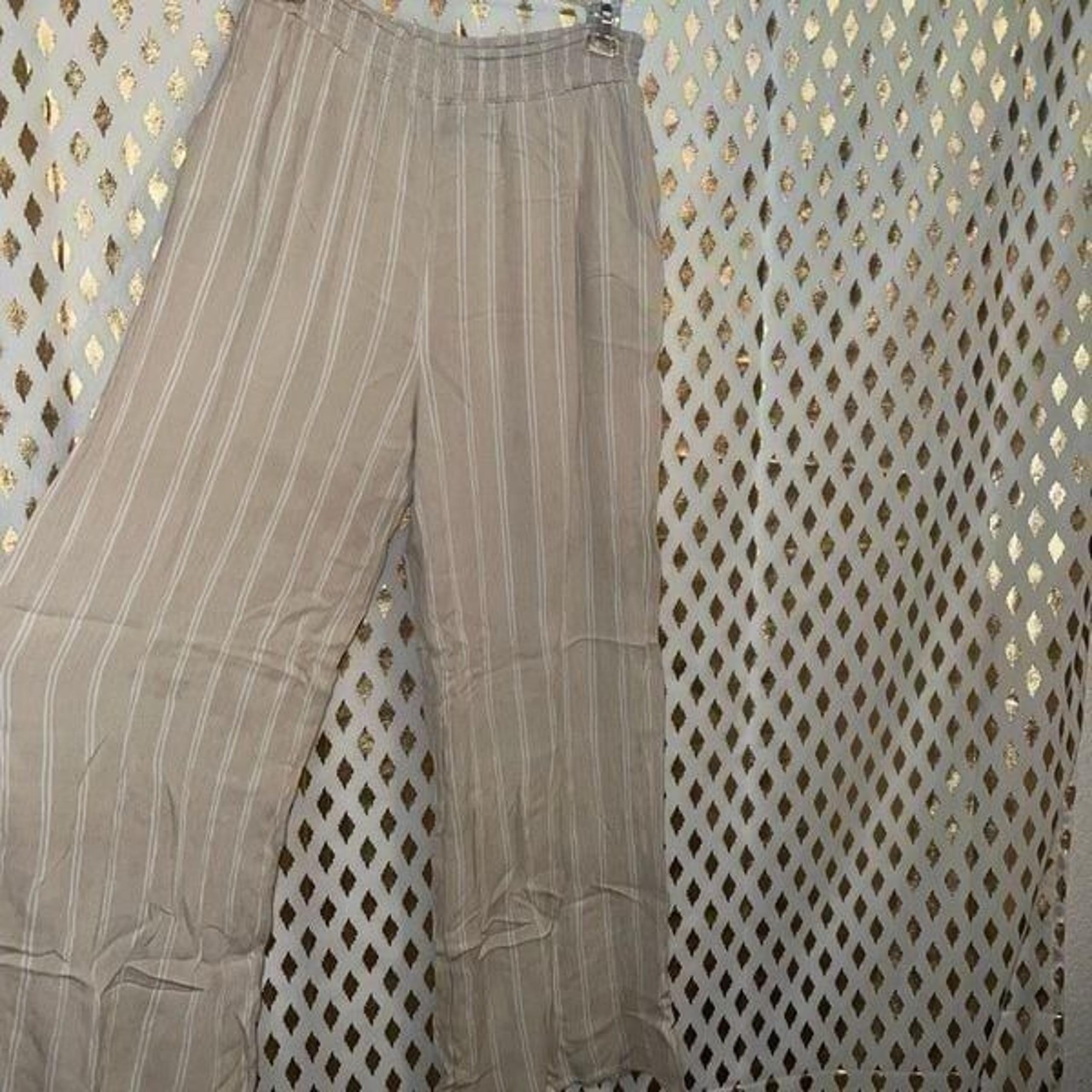 Boho chic beach pants nude flowy coverup linen style pool wide leg size L