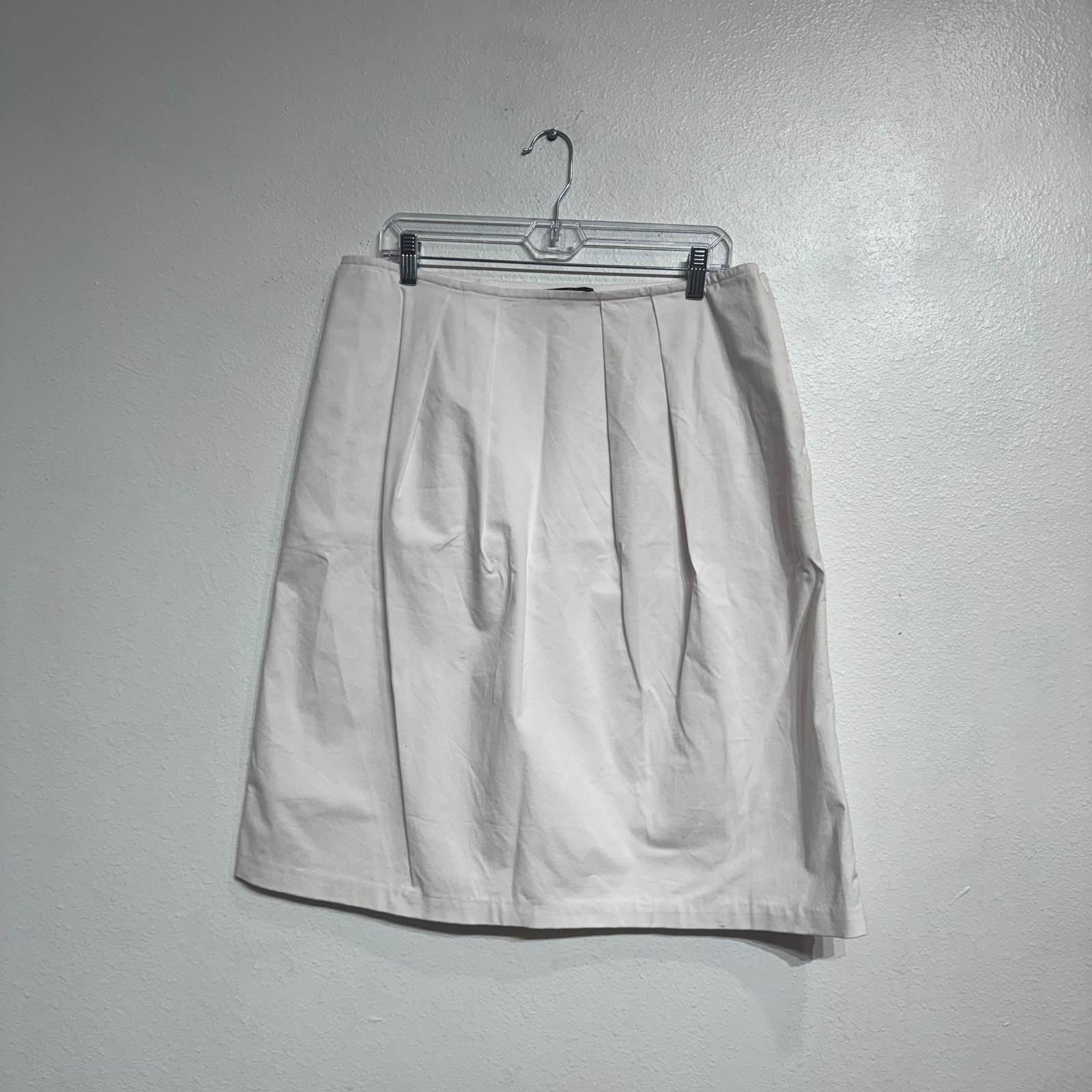 Lafayette 148 White Pleated Midi Skirt Sz 12