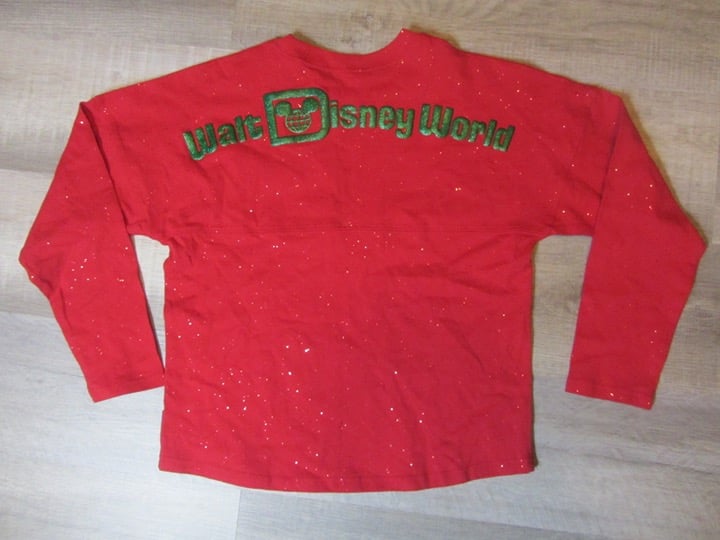isney Parks Spirit Jersey Youth XL Red Glitter Minnie Mouse Christmas Sparkle